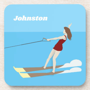 Dessous-de-verre Ski nautique de style vintage