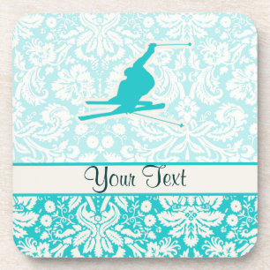 Dessous-de-verre Ski turquoise de neige