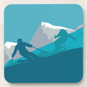Dessous-de-verre Skieurs Alpin Ski alpin Races de descente