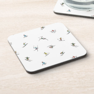 Dessous-de-verre Skieurs d'hiver en action Motif
