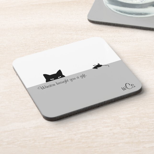 Dessous-de-verre Sneaky Cat vous a offert un cadeau (Côté gauche)