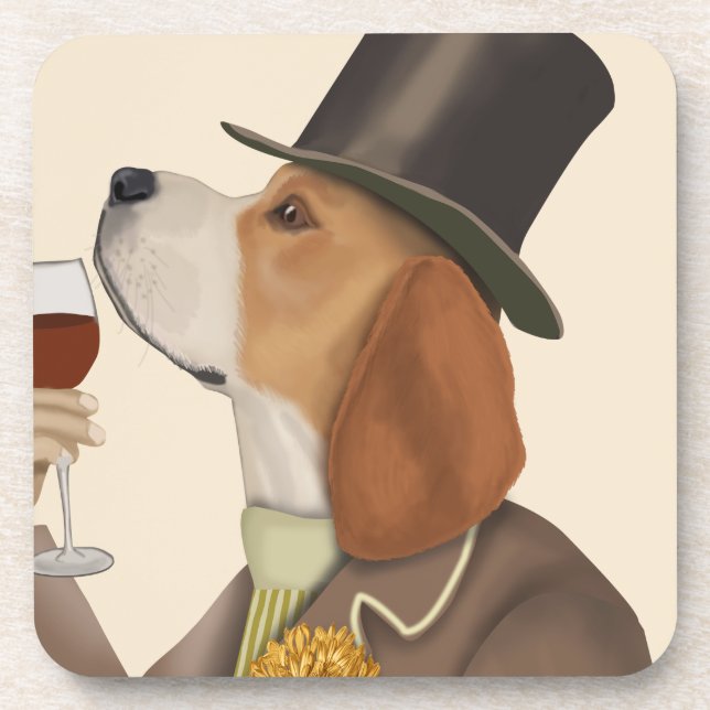 Dessous-de-verre Snob de vin beagle (Devant)