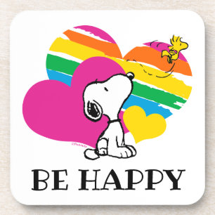 Dessous-de-verre Snoopy et Woodstock   Coeurs arc-en-ciel