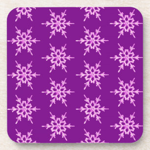 Dessous-de-verre Snowflakes, cristaux d'orchidées pâles sur violet