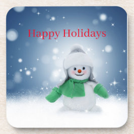 Dessous-de-verre Snowman avec une écharpe verte