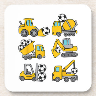 Dessous-de-verre Soccer Ball Kids Football Construction CamionsSocc
