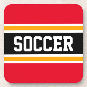 Dessous-de-verre SOCCER Sporty Red Yellow Black Racing Stripes