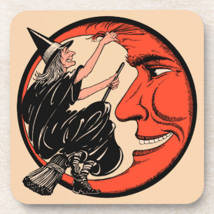 Dessous-de-verre sorcière de Halloween des années 1920