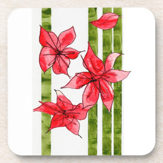 DESSOUS-DE-VERRE SOUS-TASSE POINSETTIA DESSINÉ À LA MAIN