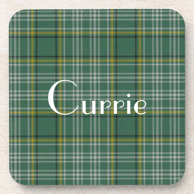 Dessous-de-verre Sous-verre à carreaux vert personnalisé Clan Curri (Devant)
