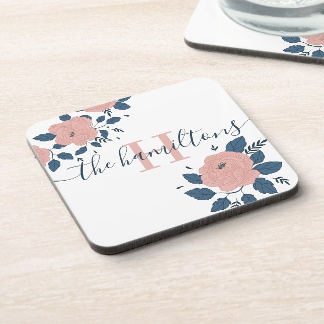 Dessous-de-verre Sous-verre en plastique dur à fleurs monogrammées (Côté gauche)