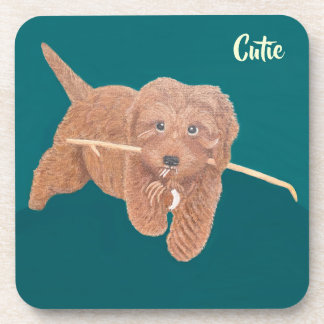 Dessous-de-verre Sous-verres de boissons Teal Goldie Doodle
