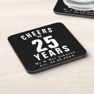 Dessous-de-verre Sous-verres personnalisés pour 25 ans de mariage
