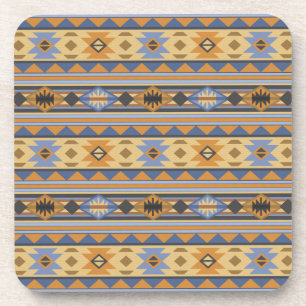 Dessous-de-verre Southwest Design Gold Blue Grey Tribal Motif