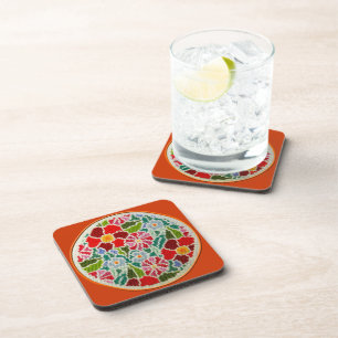 Dessous-de-verre Souvenirs d'été brodés main ornement rond