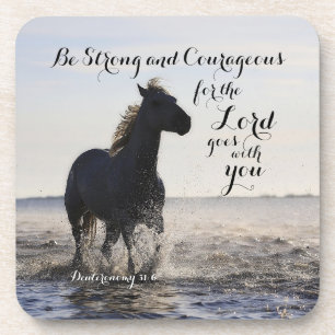 Dessous-de-verre Soyez forte et courageuse Bible Verse Deut 31 Hors