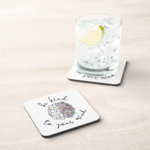 Dessous-de-verre Soyez Gentil À Votre Esprit Floral Cerveau Santé M
