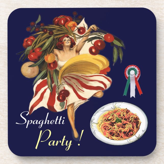 DESSOUS-DE-VERRE SPAGHETTI PARTY DANCE, CUISINE ITALIENNE ET TOMATE (Devant)