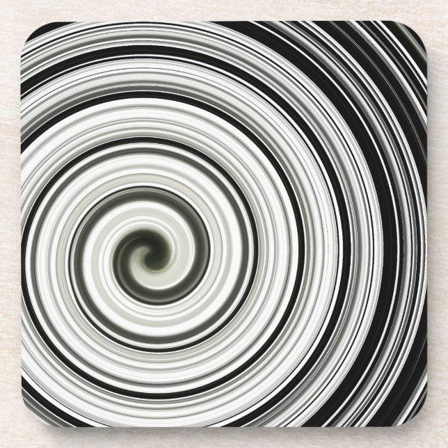 Dessous-de-verre spirale noire et blanche (Devant)