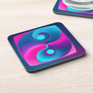 Dessous-de-verre Spiritualité radiante : Yin Yang Vibrant rose et b