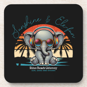 Dessous-de-verre Spring Sunshine and Ele-fun Retro Beach Getaway