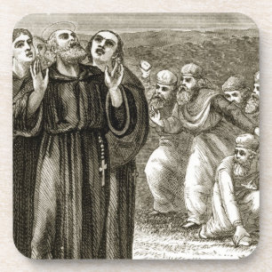 Dessous-de-verre St Columba chantant, et attaqué par les druides,
