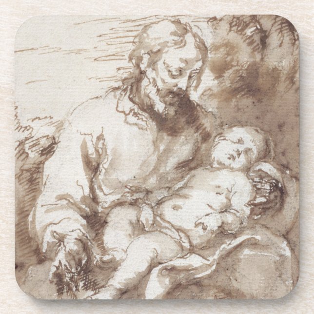 Dessous-de-verre St Joseph avec l'enfant de sommeil du Christ (Devant)
