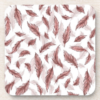 Dessous-de-verre stand d'impression de plumes, loup souriant heureu