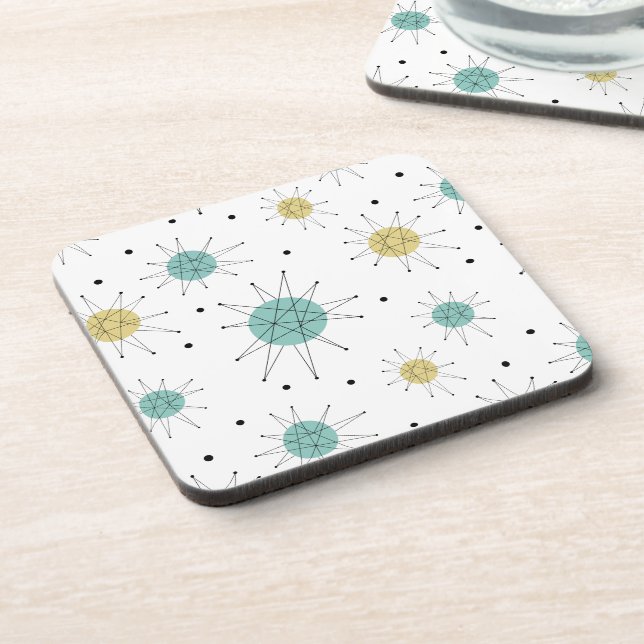 Dessous-de-verre Starburst franciscain bleu et jaune mi-siècle (Côté gauche)