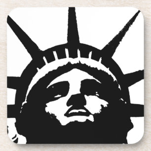 Dessous-de-verre Statue d'Art Pop Noir & Blanc de la Liberté