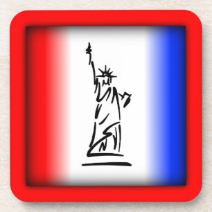 Dessous-de-verre Statue de la Liberté Rayure Rouge Blanc Bleu