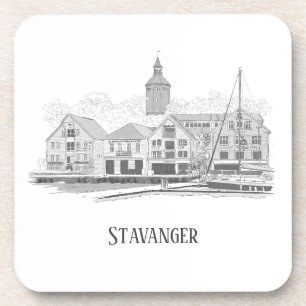 Dessous-de-verre Stavanger Norvège Beau Streetscape Dessin