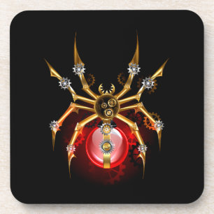 Dessous-de-verre Steampunk spider on black