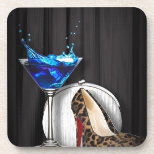 Dessous-de-verre stilletos de fille de cocktail de martini de