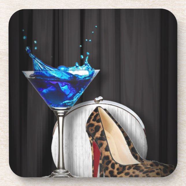 Dessous-de-verre stilletos de fille de cocktail de martini de (Devant)