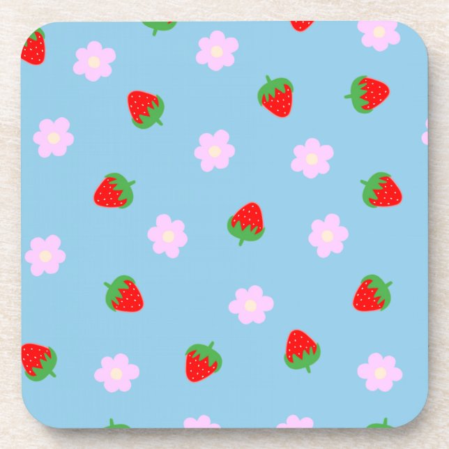 Dessous-de-verre Strawberries & Flowers (Devant)