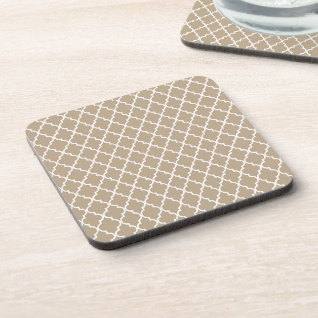 Dessous-de-verre Style Brown clair et blanc Quatrefoil marocain (Côté gauche)