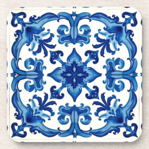 Dessous-de-verre style italien, méditerranéen, mosaïque, bleu,