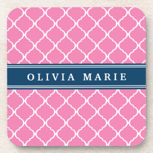 Dessous-de-verre Stylé Trellis rose Motif Marine bleu plaque d'iden
