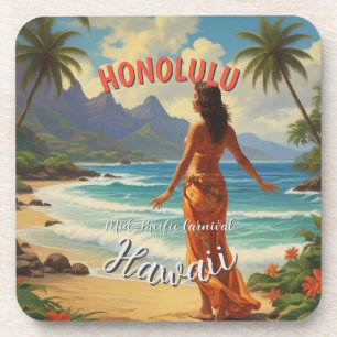 Dessous-de-verre Style vintage Hawaiian Travel Honolulu Mid-Pacific