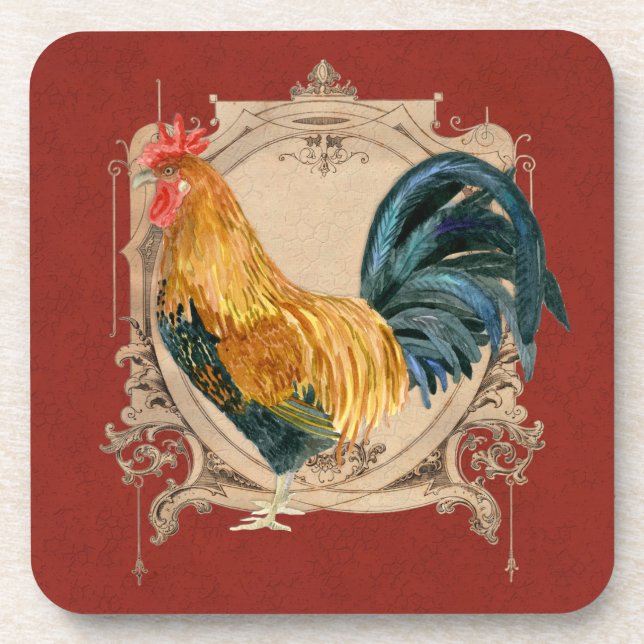 Dessous-de-verre Style vintage Pays Français Rustique Barne Rooster (Devant)