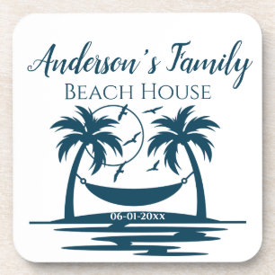 Dessous-de-verre Stylish Beach House Palm Tree Hammock Nom de famil