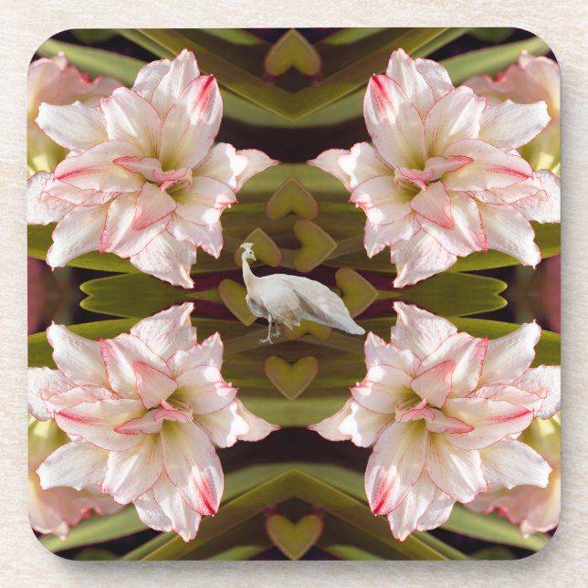 Dessous-de-verre Sucre de canne Majestic Peacock et Amaryllis (Devant)