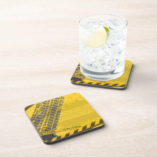 Dessous-de-verre Suivi des pneus de voie jaune