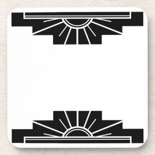 Dessous-de-verre Sunburst Art déco en noir