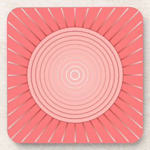 Dessous-de-verre Sunburst géométrique moderne - Coral profond rose