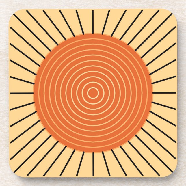 Dessous-de-verre Sunburst géométrique moderne - Mandarin Orange (Devant)