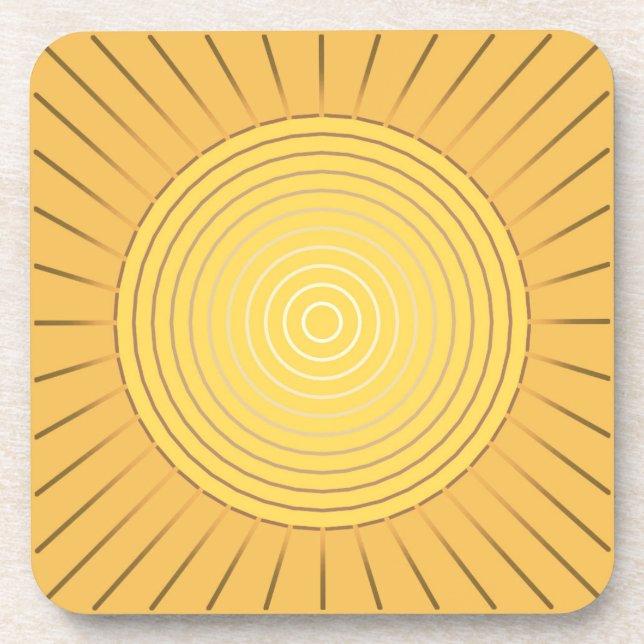 Dessous-de-verre Sunburst géométrique moderne - Or de moutarde / Ja (Devant)