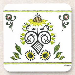 Dessous-de-verre Sunflower Folk Motif par Alexandra Cook