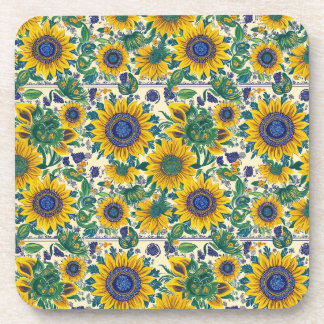 Dessous-de-verre Sunflowers. Ukrainian folk art pattern.